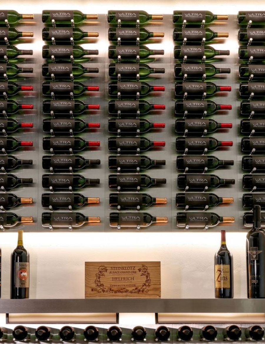 Fusion Panel Wine Wall Rack—Alumasteel Acrylic (3-48 Bottles)
