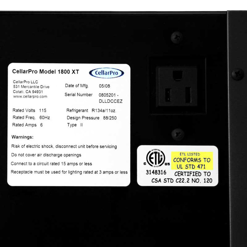 CellarPro 1800QTL-ECX AV Audio Visual Cooling Unit #2180