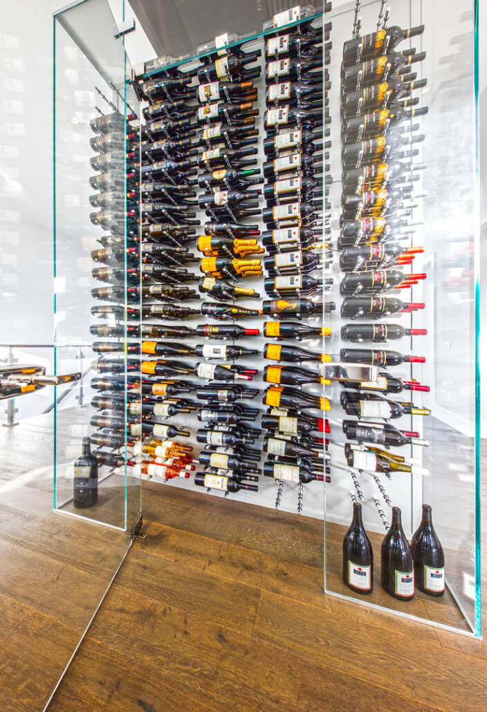 Fusion Panel Wine Wall Rack—White Acrylic (3-48 Bottles)