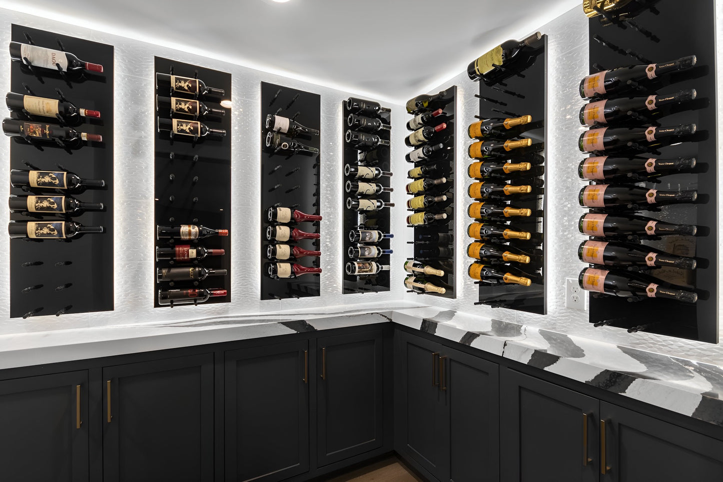 Fusion Panel Wine Wall Rack—Black (3-48 Bottles)