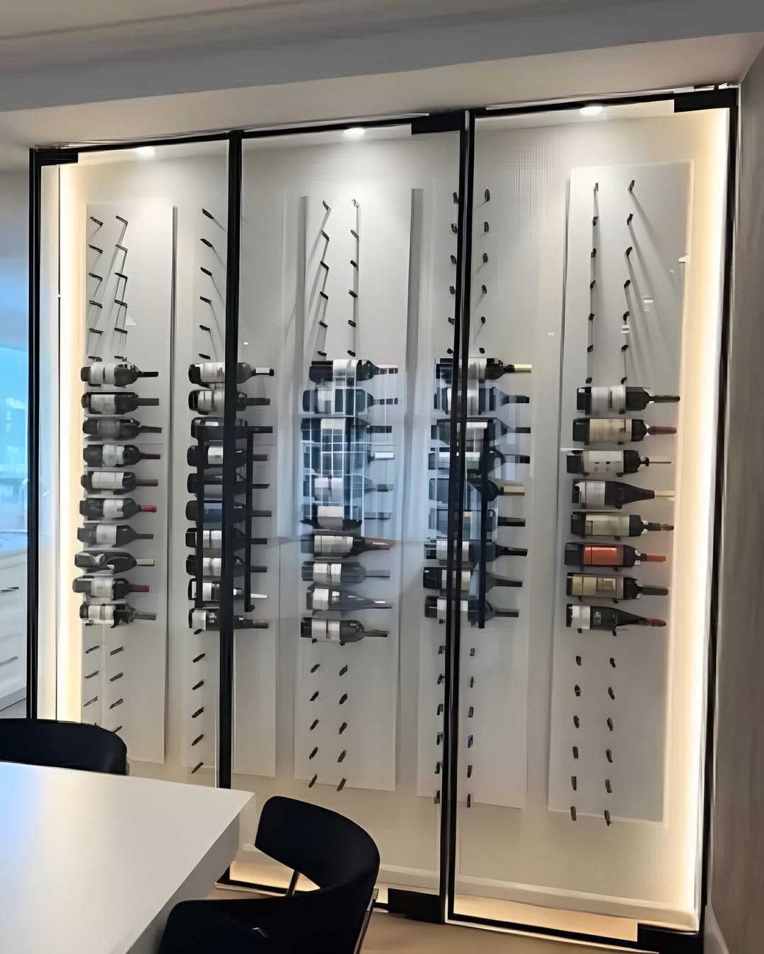 Fusion Panel Wine Wall Rack—White Acrylic (3-48 Bottles)