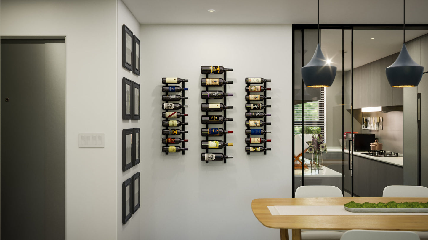 E-Series Magnum Wall Rails Metal Wine Rack – Modular Wall-Mounted Storage (8-12 Magnum Bottles)