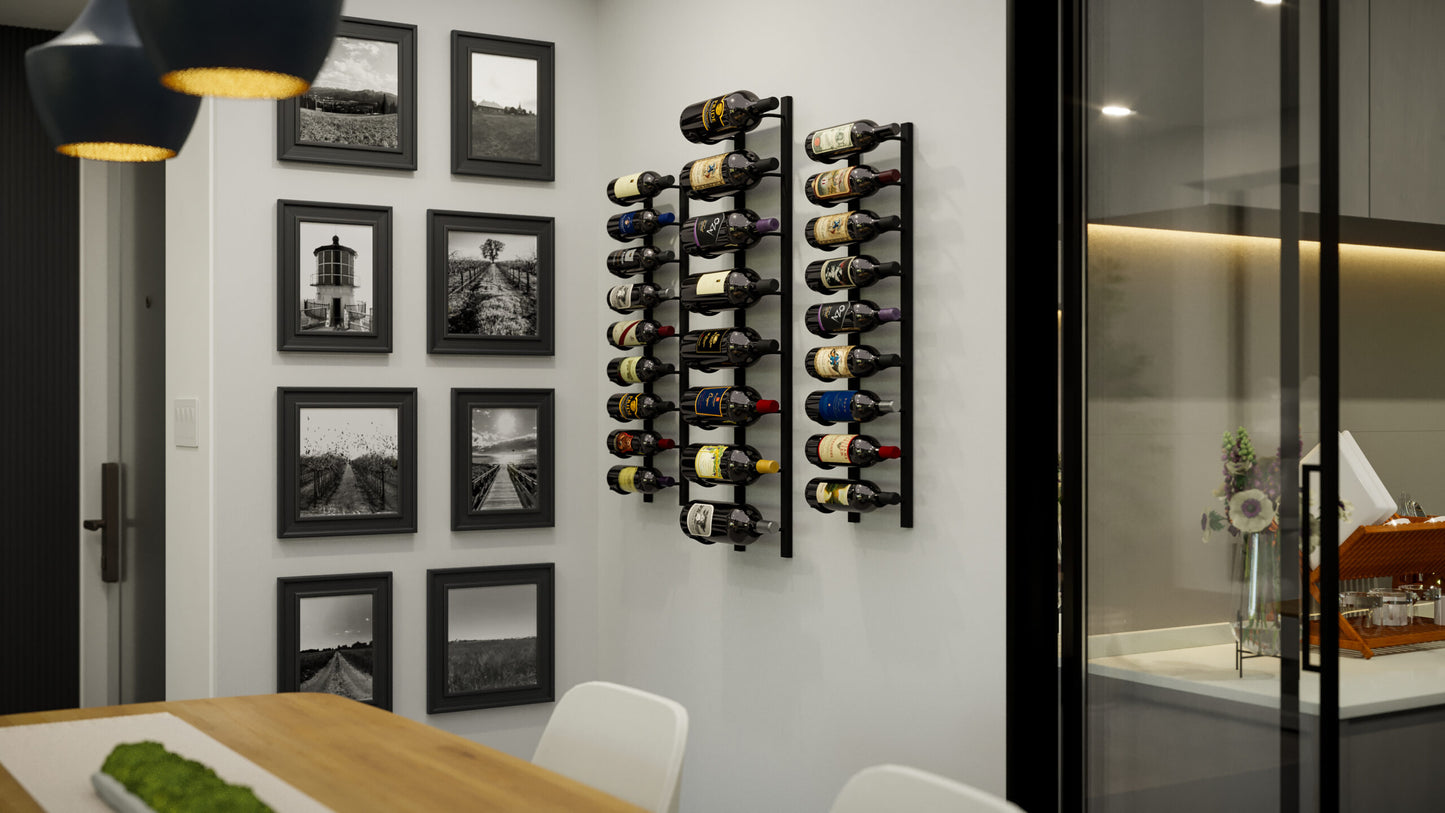 E-Series Magnum Wall Rails Metal Wine Rack – Modular Wall-Mounted Storage (8-12 Magnum Bottles)