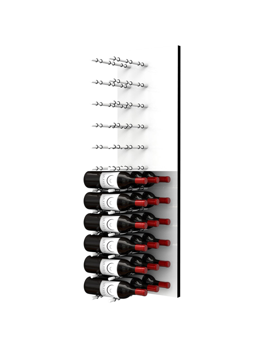 Fusion Panel Wine Wall Rack—White Acrylic (3-48 Bottles)