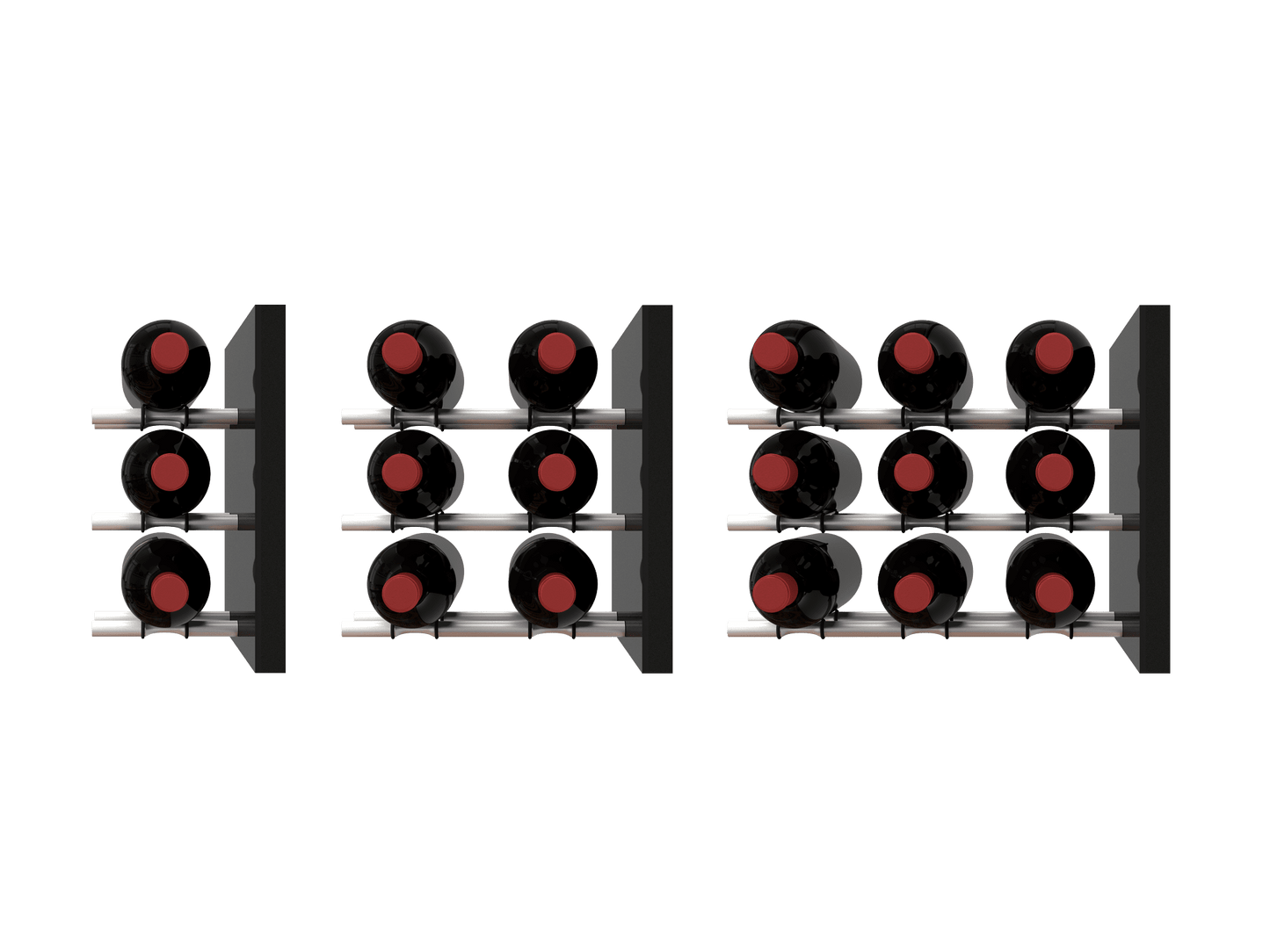 Fusion Panel Wine Wall Rack—Alumasteel Acrylic (3-48 Bottles)