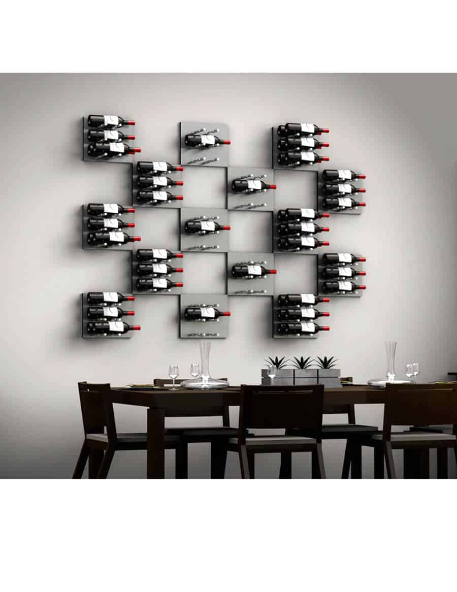 Fusion Panel Wine Wall Rack—Alumasteel Acrylic (3-48 Bottles)