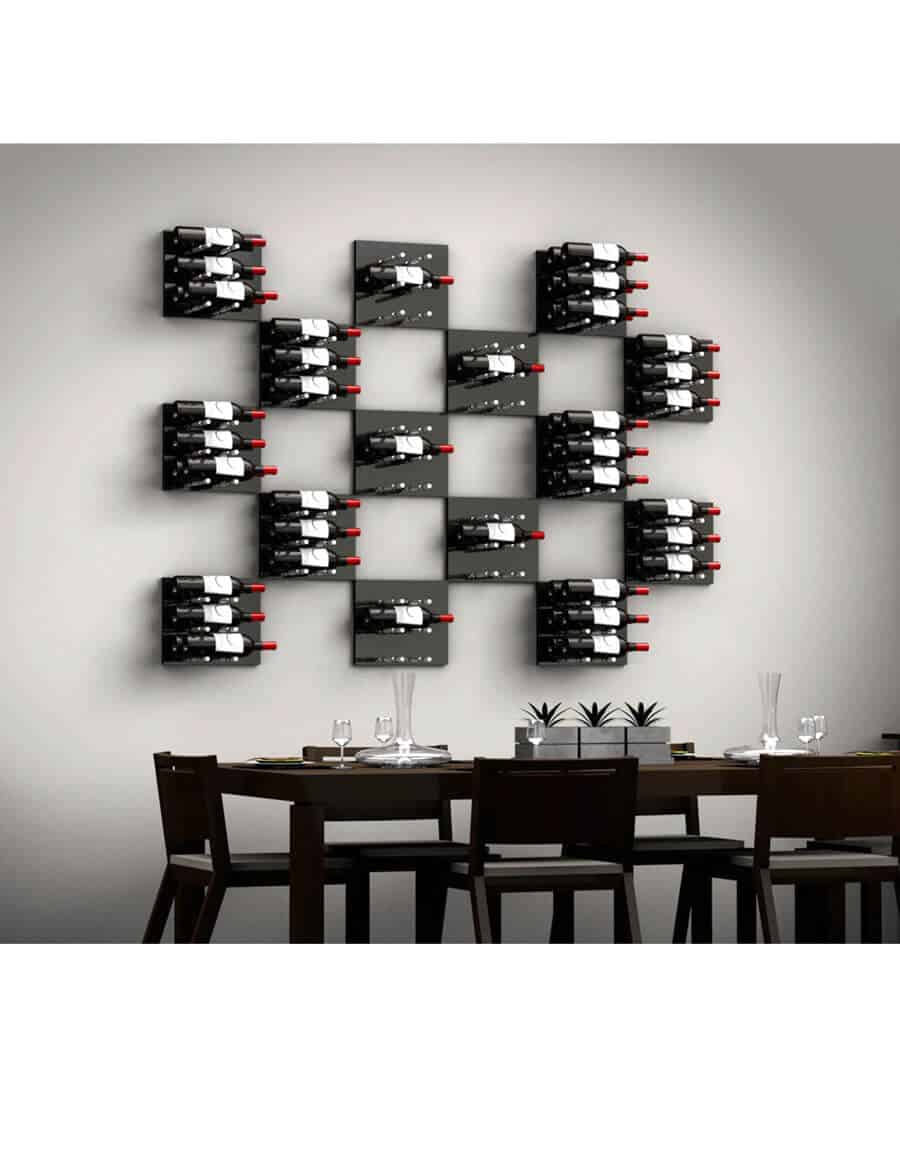 Fusion Panel Wine Wall Rack—Black (3-48 Bottles)