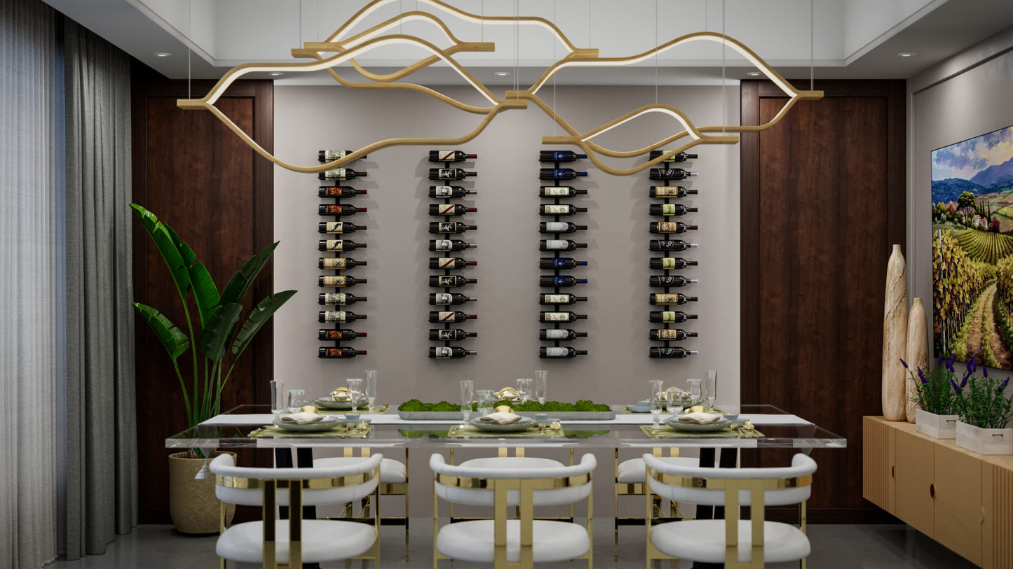 E-Series Wall Rails Metal Wine Rack (1–4 ft) – Modular Wall-Mounted Wine Storage (3-36 Bottles)