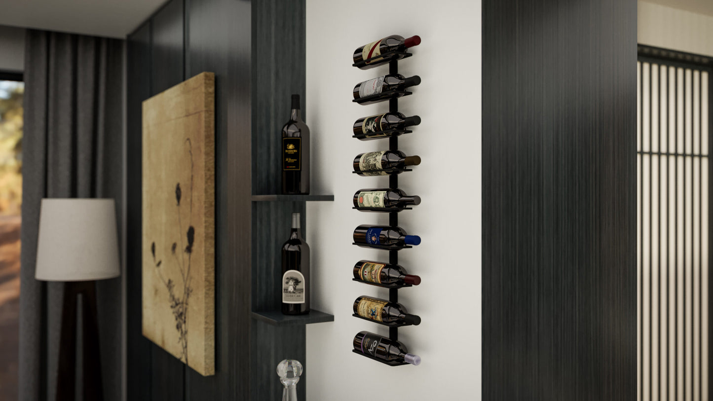 E-Series Wall Rails Metal Wine Rack (1–4 ft) – Modular Wall-Mounted Wine Storage (3-36 Bottles)